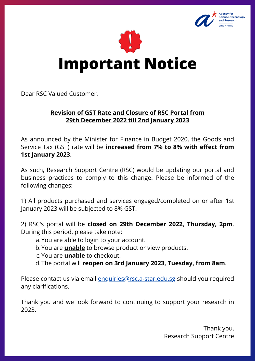 Closure of RSC Portal final