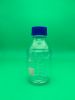 Picture of Bottle, Media, Clear Glass, 500mL, GL45, Blue PP Screw Cap/Pouring Ring, Graduated, Borosilicate Glass