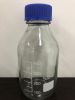 Picture of Bottle, Media, Clear Glass, 500mL, GL45, Blue PP Screw Cap/Pouring Ring, Graduated, Borosilicate Glass