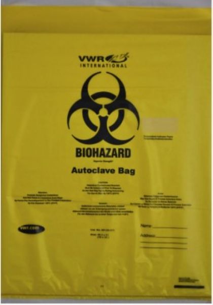 Picture of Yellow Biohazard Bag 8" x 12" with temperature indicator