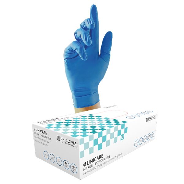 Picture of Unicare Soft Nitrile Gloves, powder-free, M (GS0033) GVTFBSXXSI3