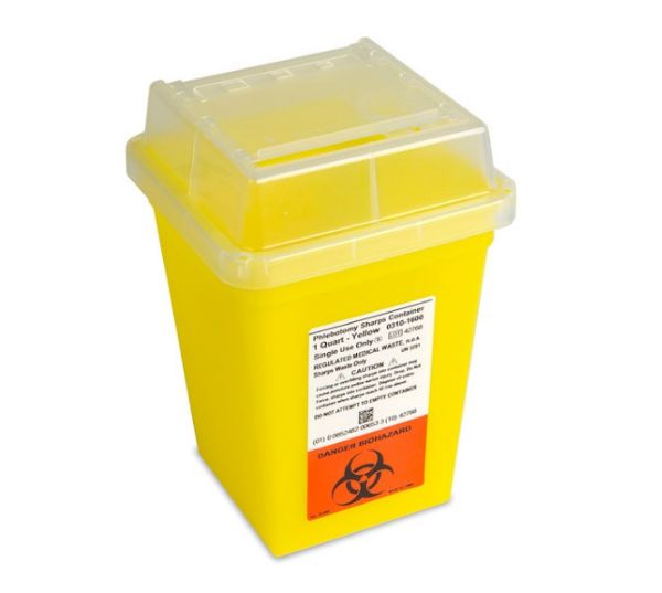 Picture of SHARPS BIN W/COVER,1L,YELLOW