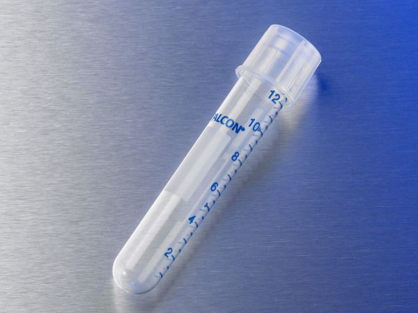 Picture of Falcon 14mL Round Bottom High Clarity PP Test Tube, Graduated, with Snap Cap, Sterile,25/Pack,500/Cs