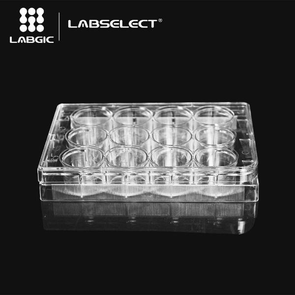 Picture of Labselect - (6-7mL) Plate, 12-Well, TC-Treated, Polystyrene, F-Bottom, Sterile, Clear