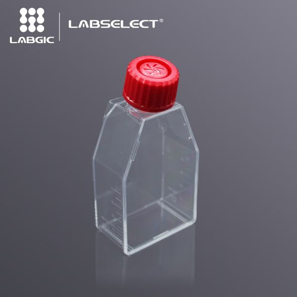 Picture of Labselect - (50mL) Flask, 25cm^2, Treated, Polystyrene, Rectangular, Canted Neck, Sterile