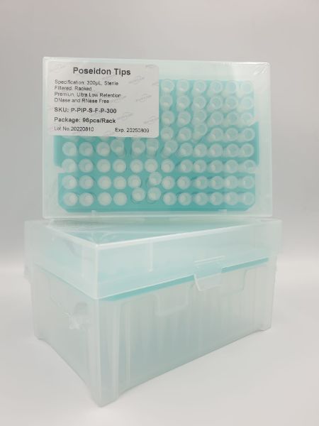 Picture of (300ul) - Universal Fit, Filtered tips, Sterile, Standard shank, Low retention, colourless, hinged rack packing