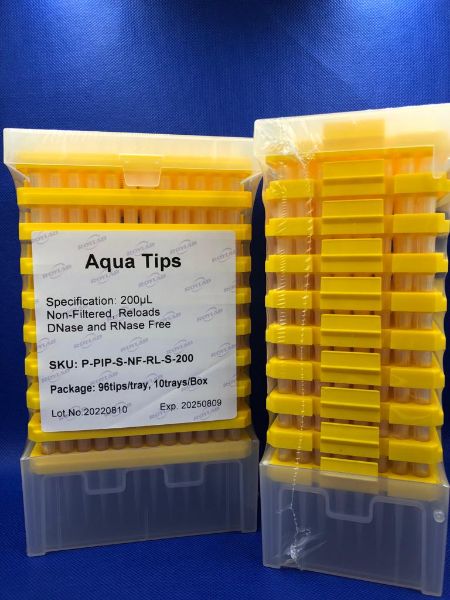 Picture of (200ul) - Universal Fit, non-Filtered tips, Sterile, Standard shank, non-Low retention, colourless, stacked refills