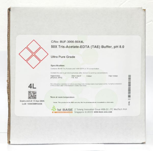 Picture of Tris-Acetate-EDTA (TAE) Buffer, 50x, pH 8.0, 4000ml