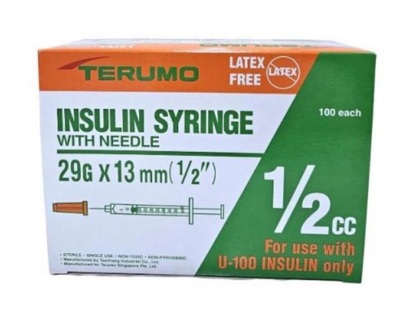 Picture of Sterile disposable insulin syringe, 29gx1/2"