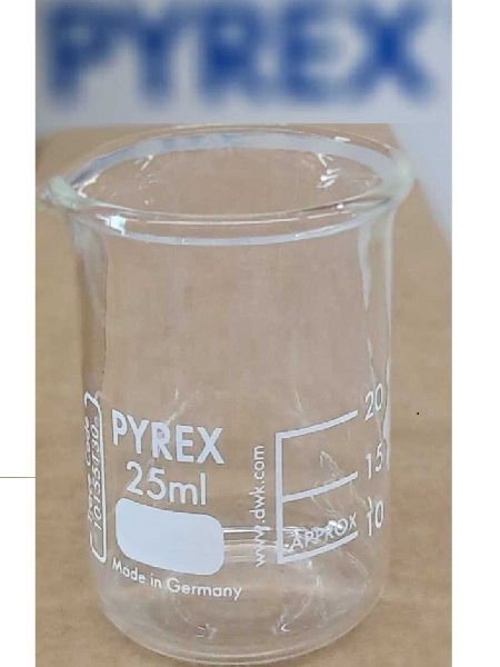 Picture of Beaker low form, 25ml, grad. w/spout, Class A Borosilicate Glass 3.3