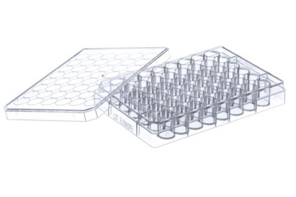 Picture of Greiner (0.5-0.8mL) Plate, 48-Well, TC-Treated, Polystyrene, F-Bottom, Sterile, Clear 