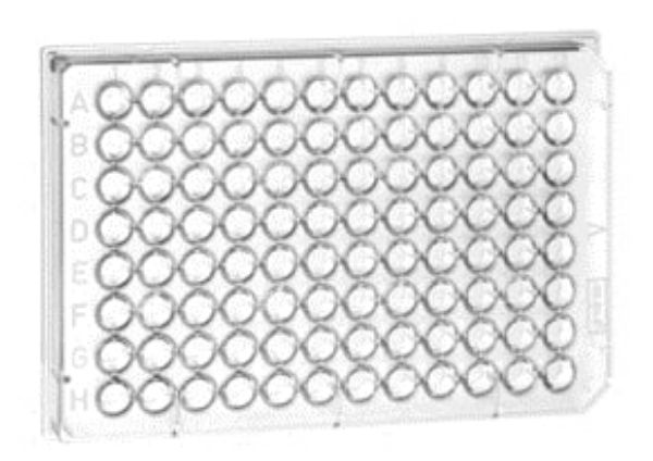 Picture of Greiner (234uL) Plate, 96-Well, Not-Treated, Polystyrene, V-Bottom, Non-Sterile, Clear 