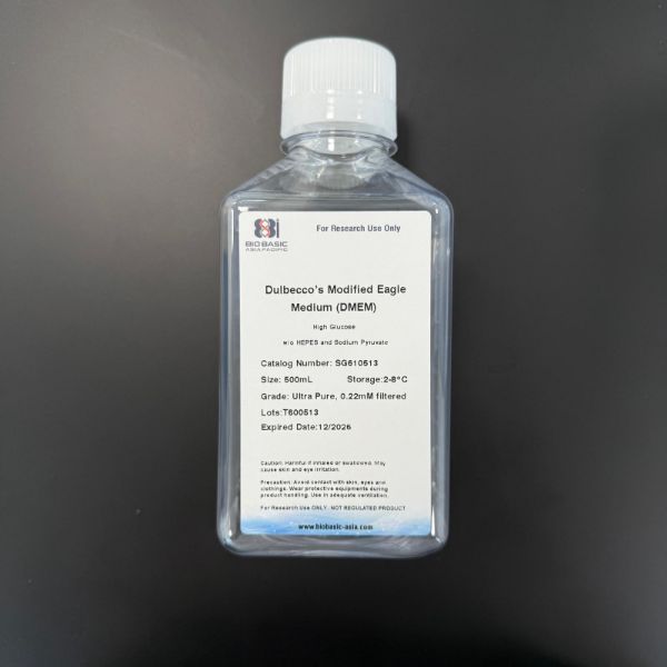 Picture of Dulbecco's Modified Eagle Medium (DMEM), High Glucose, w/o HEPES and Sodium Pyruvate, 500ml