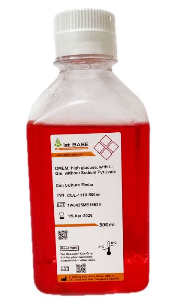 Picture of Dulbecco's Modified Eagle Medium (DMEM), High Glucose, w/o HEPES and Sodium Pyruvate, 500ml